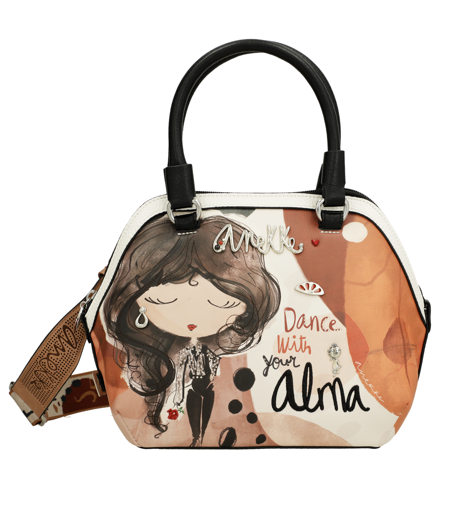 Borsa a mano Anekke con stampa artistica e tracolla regolabile Beige TU | Giò Fashion