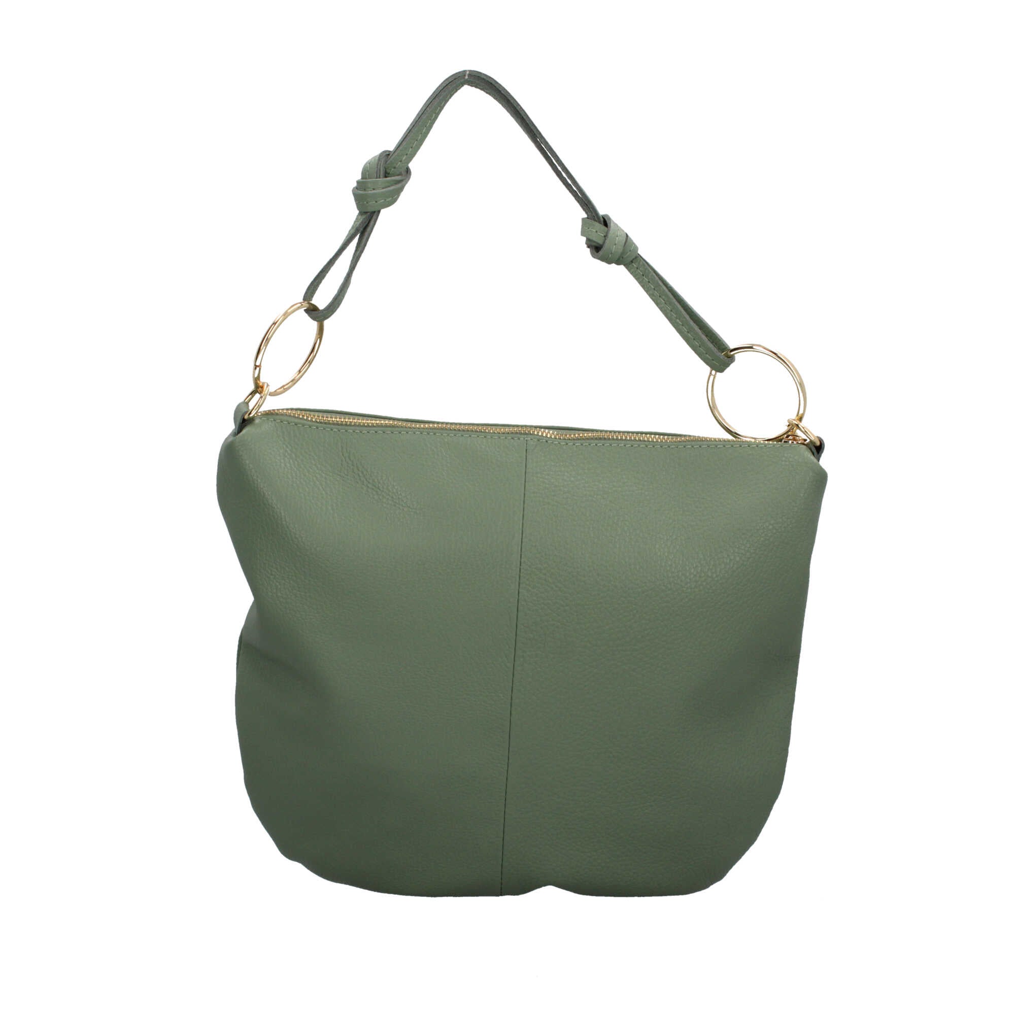 Borsa a spalla in pelle Made in Italy con manico ad anelli