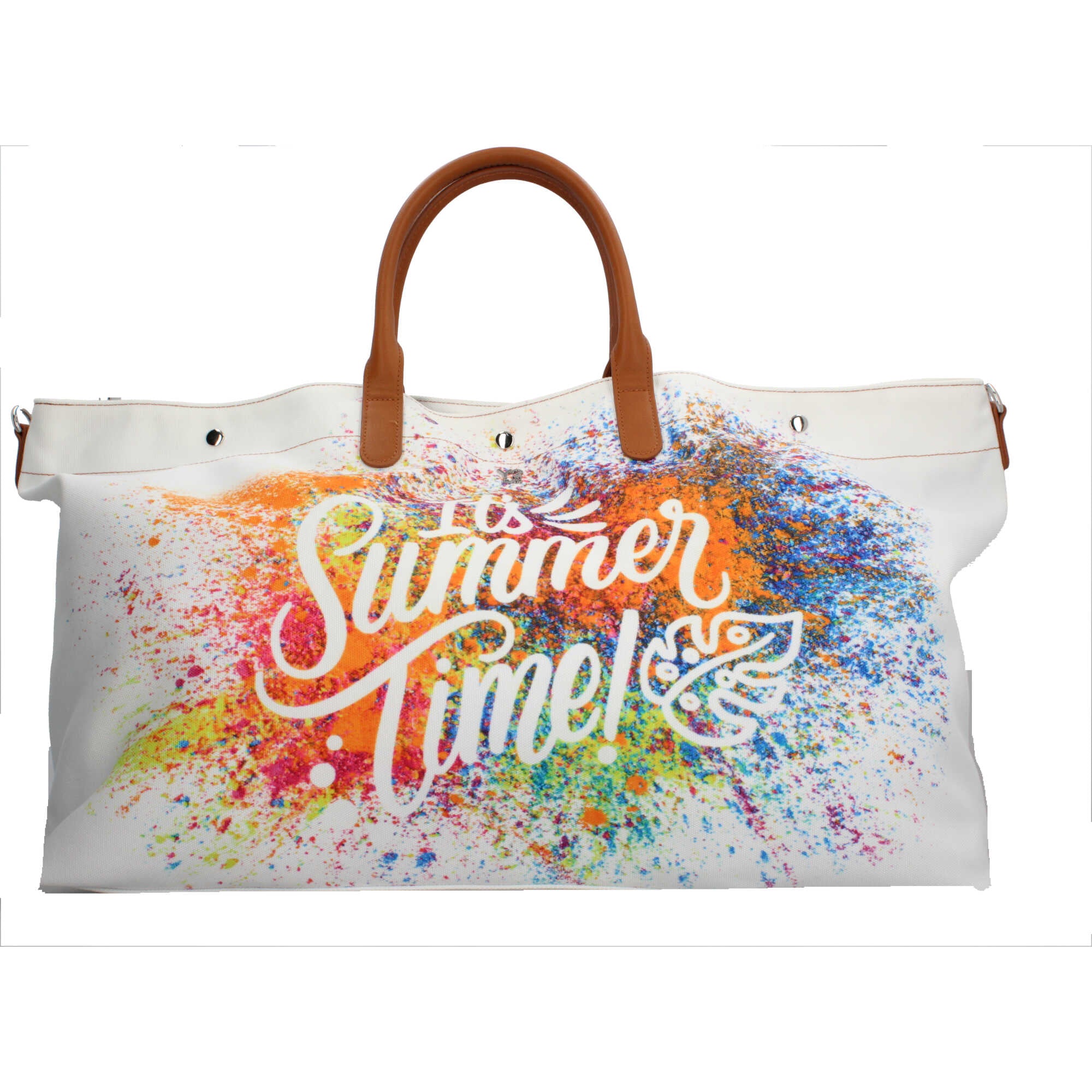 Borsa mare Ynot con stampa spray e manici in ecopelle