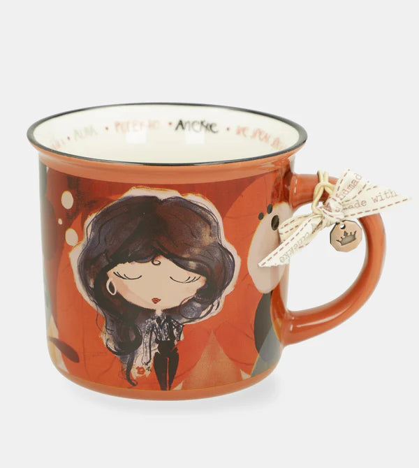 Tazza Anekke in Ceramica con Stampa Artistica e Charm Decorativo Arancione TU | Giò Fashion