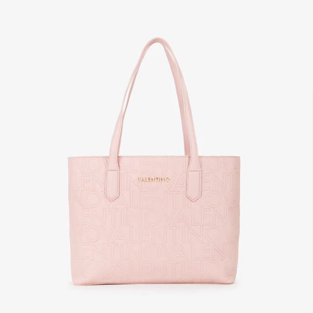 Borsa Valentino shopper con logo in rilievo e manici lunghi Rosa TU | Giò Fashion