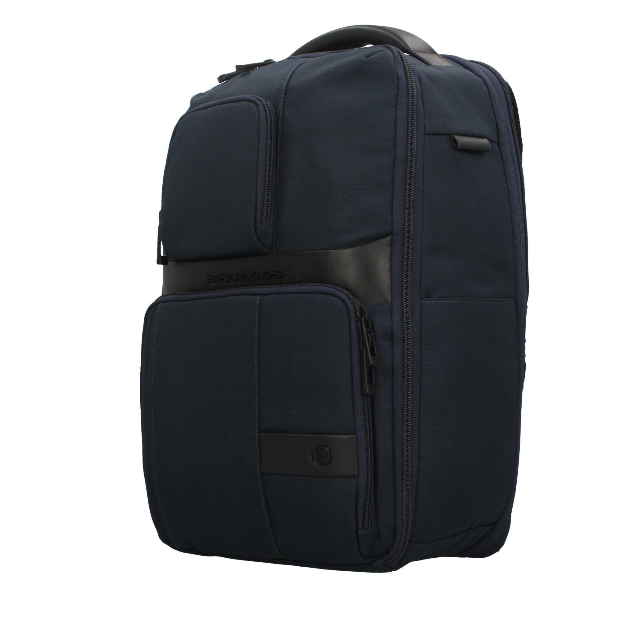 Piquadro zaino in pelle e tessuto per laptop 14" con protezione antiurto e ricarica a induzione