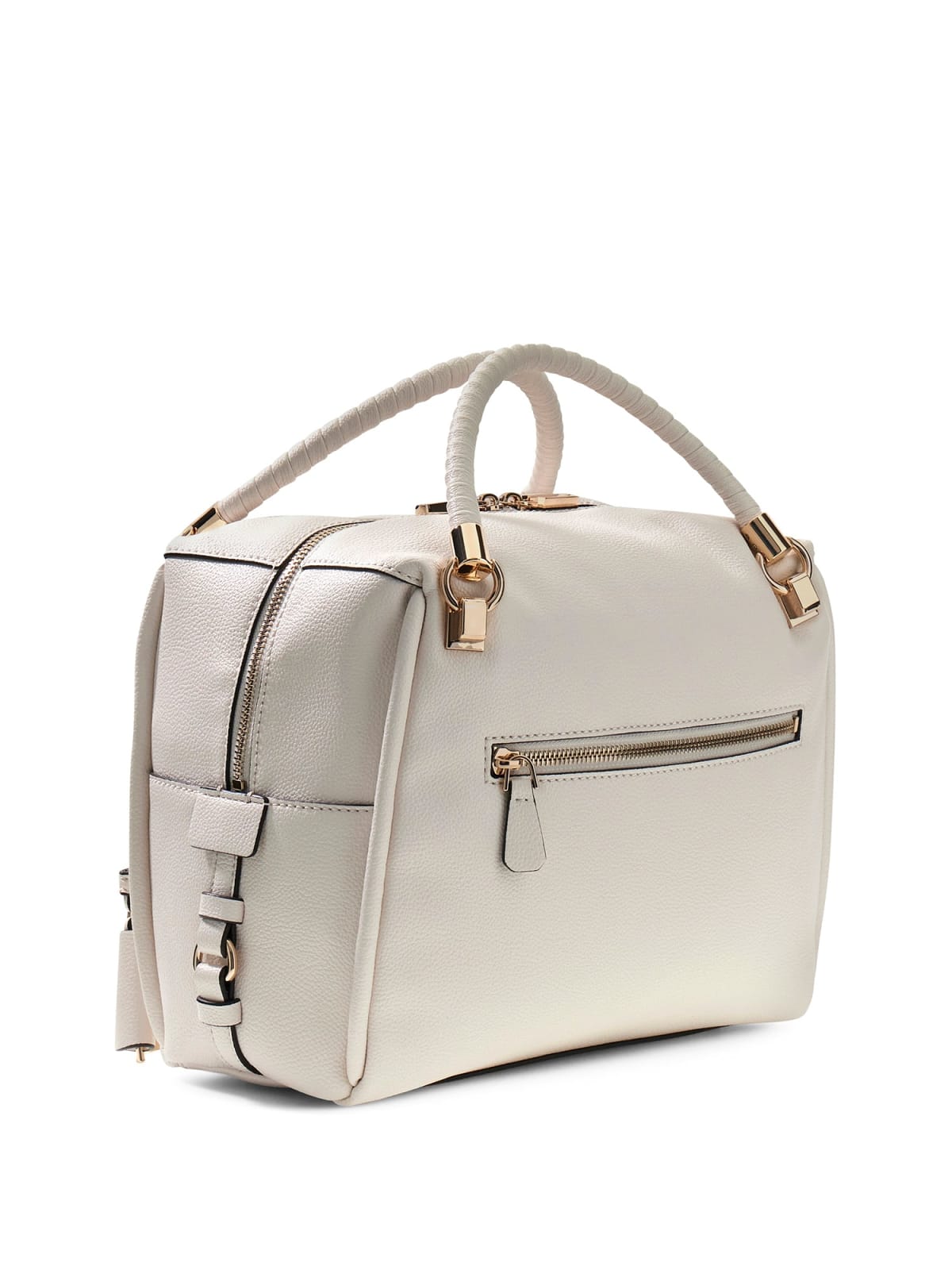 Borsa a mano Guess donna con charm e manico intrecciato Bianco TU | Giò Fashion