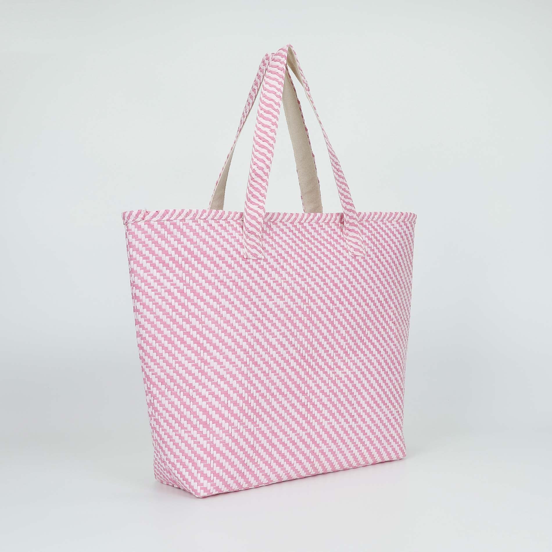 Mimi Mua borsa shopper a righe in paglia intrecciata