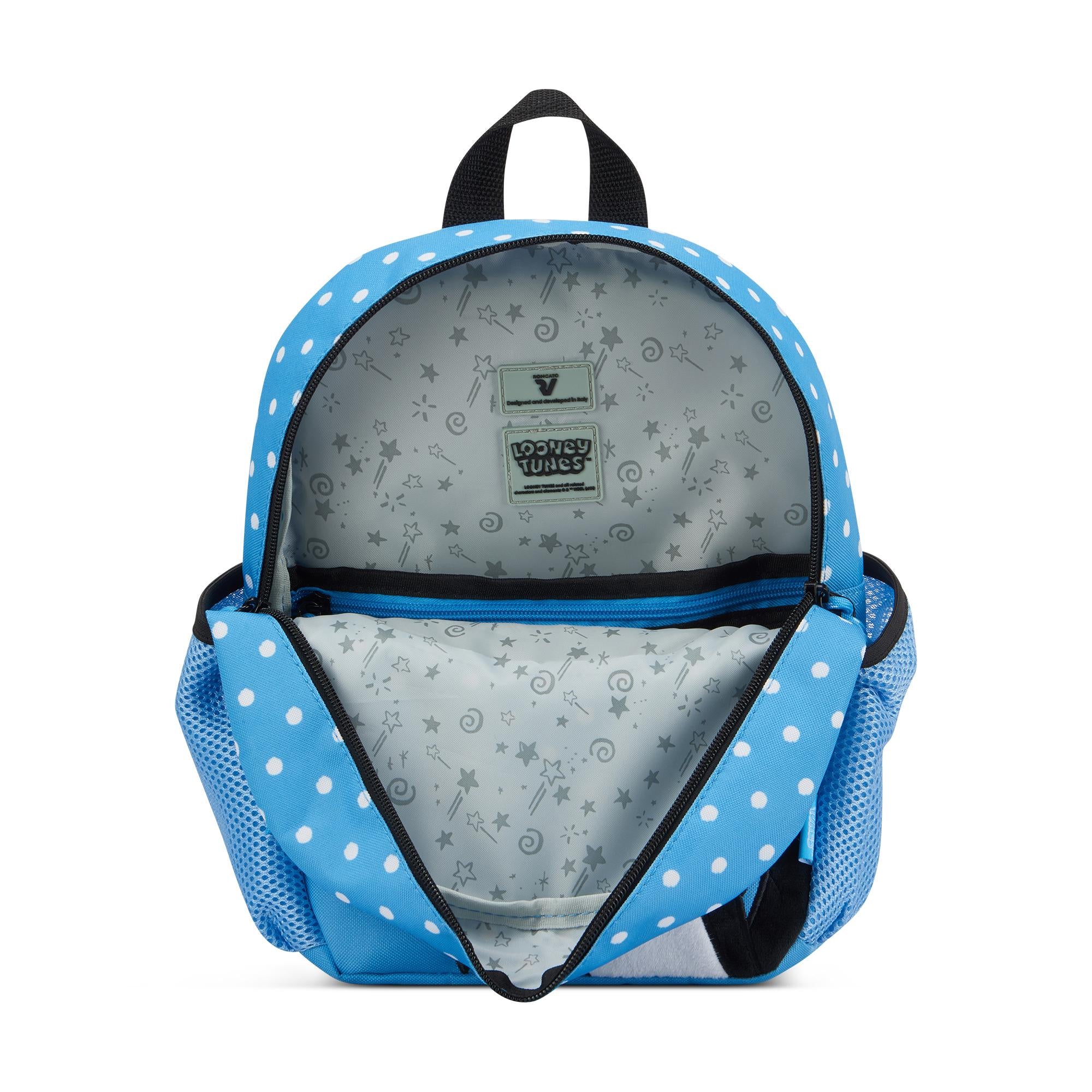 Zaino da viaggio Roncato Looney Tunes con stampa Silvestro e astuccio abbinato