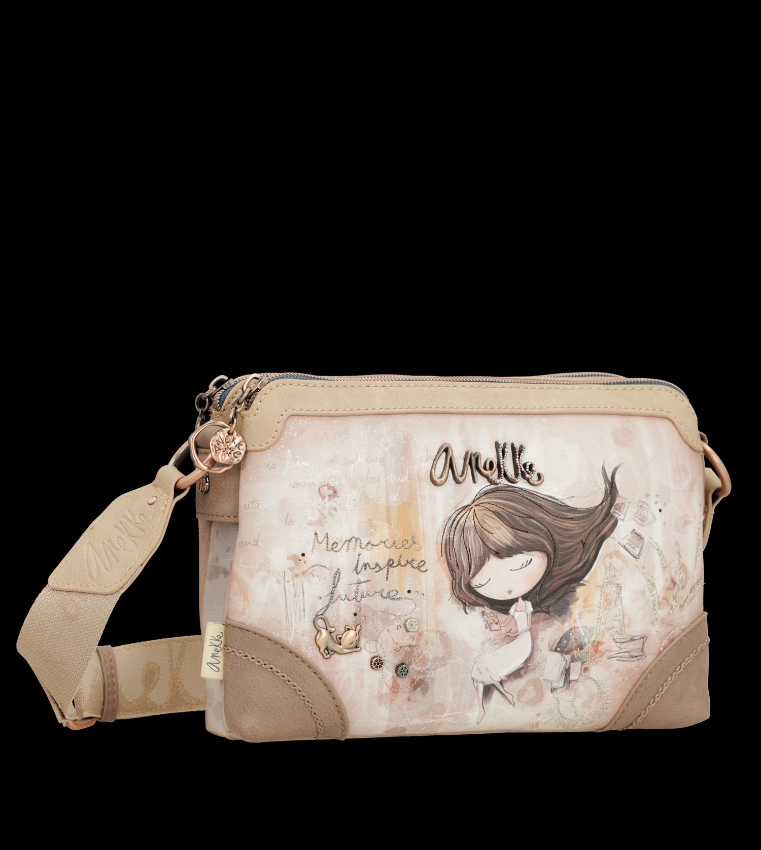 Borsa a tracolla Anekke compatta e raffinata con illustrazione esclusiva