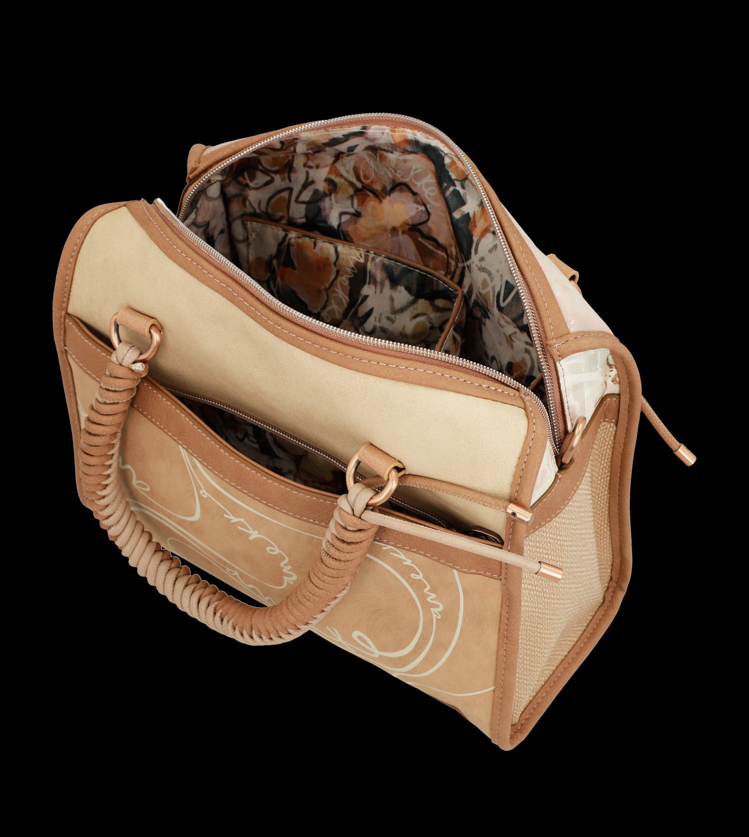 Borsa Anekke con manici intrecciati e design romantico
