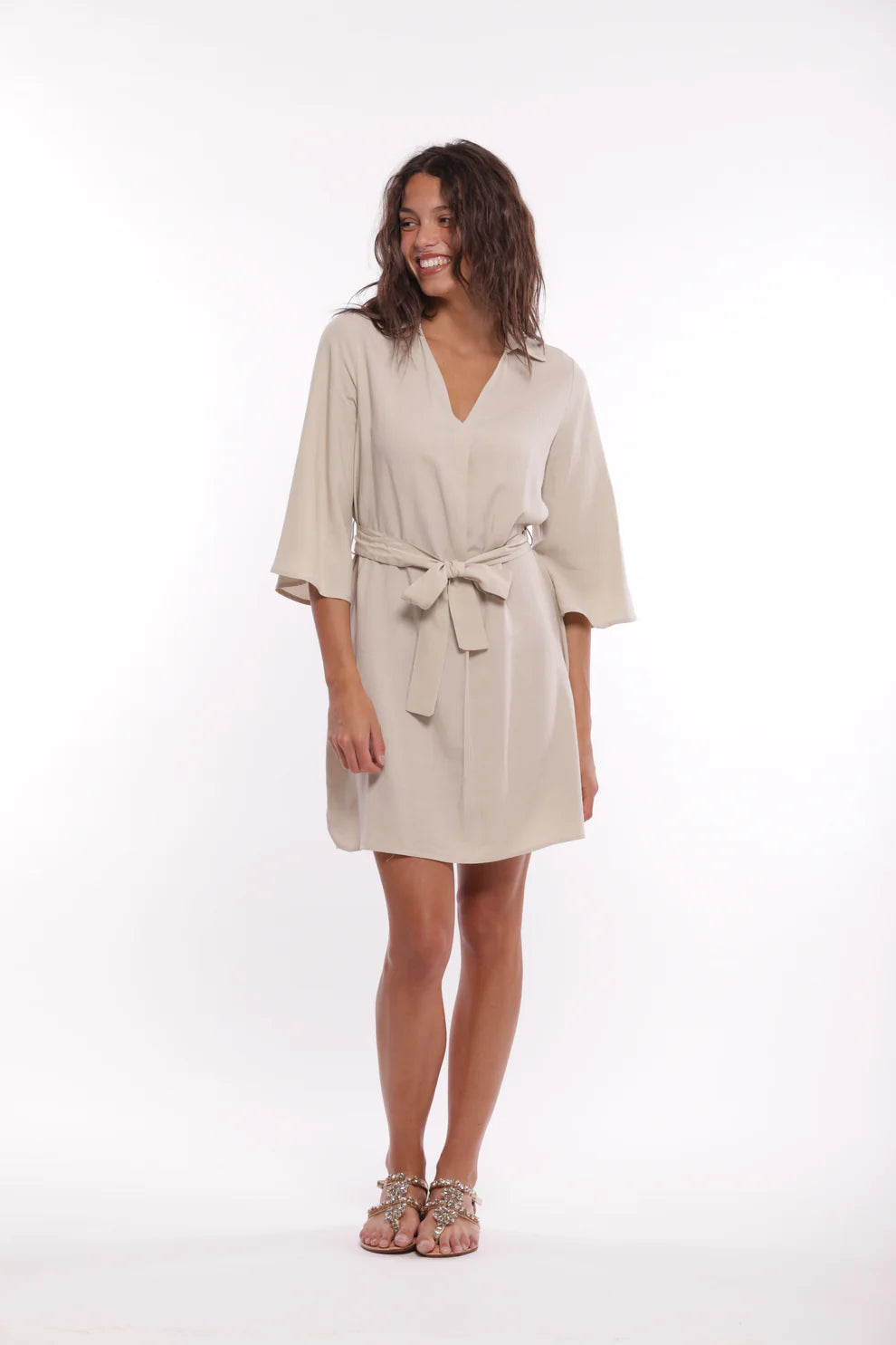 Vestito corto con cintura in vita Susy Mix Bianco XL | Giò Fashion