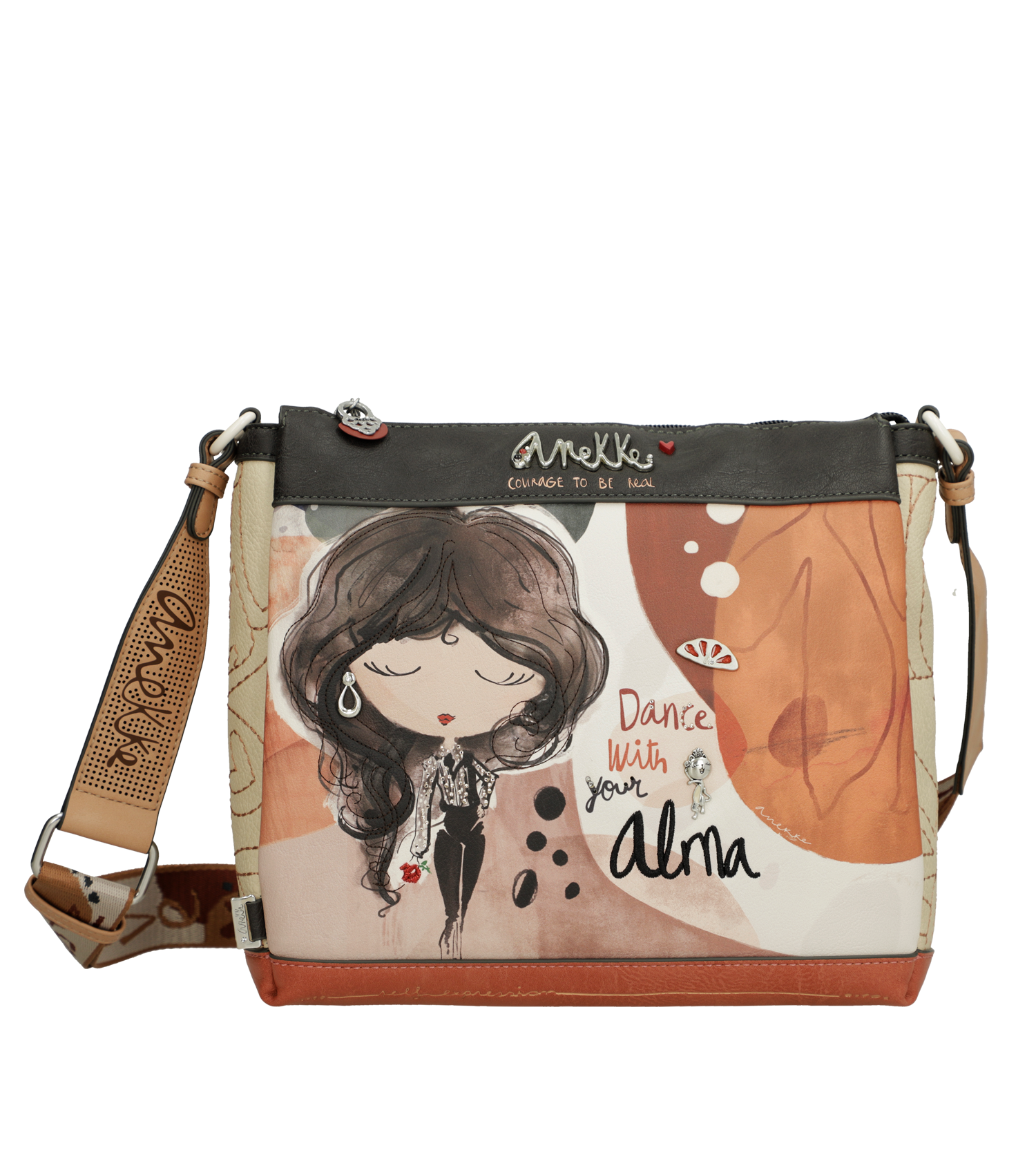 Borsa a tracolla Anekke con design artistico ispirato alla danza Arancione TU | Giò Fashion