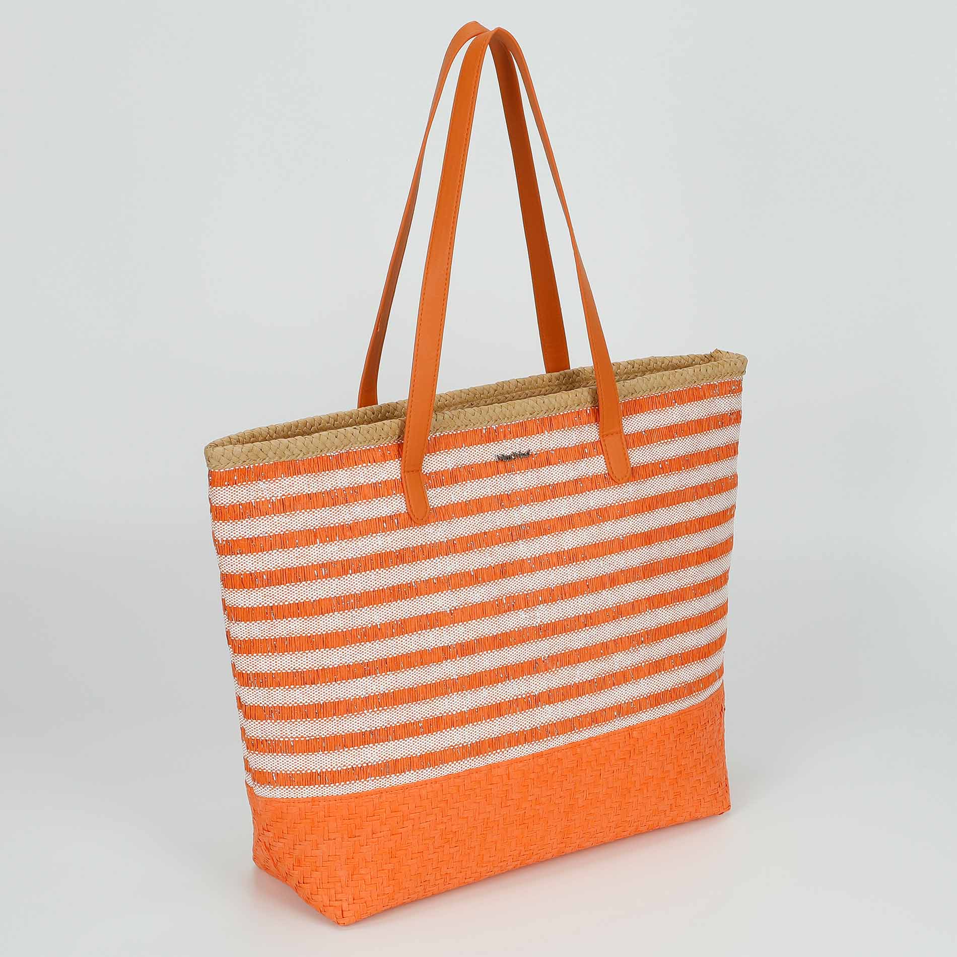 Borsa Mimi Mua in paglia intrecciata con manici lunghi