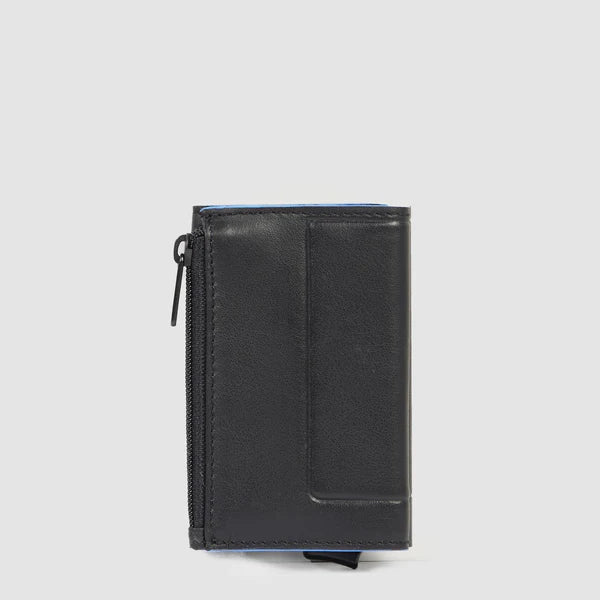 Portafoglio uomo Piquadro in pelle e metallo con porta carte rigido e porta monete NERO TU | Giò Fashion