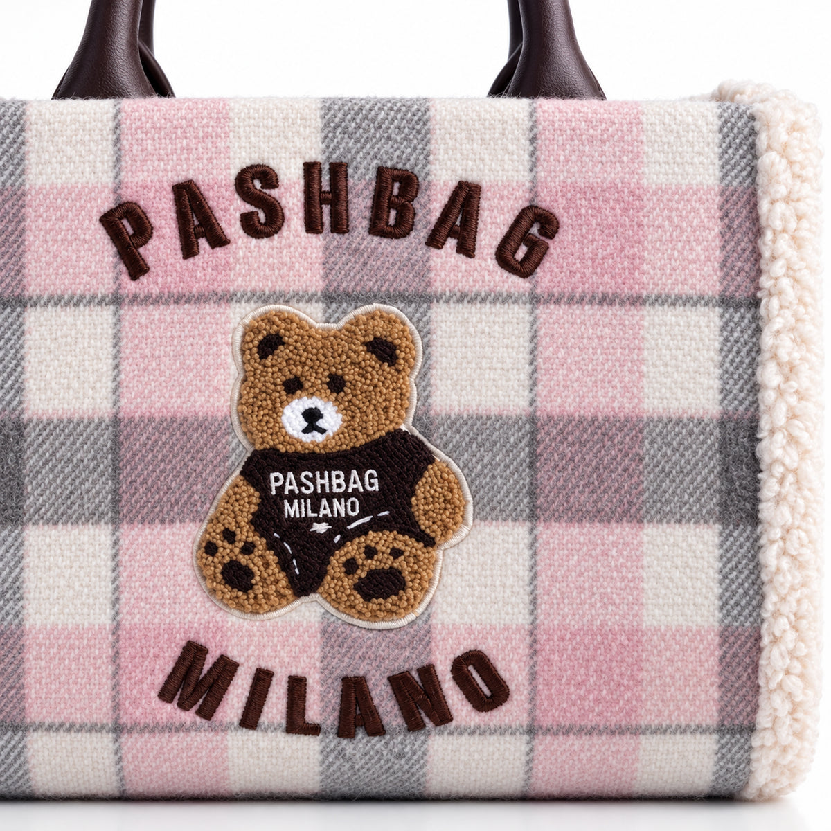 PashBag Borsa a Mano Morbida con Orsetto Ricamato