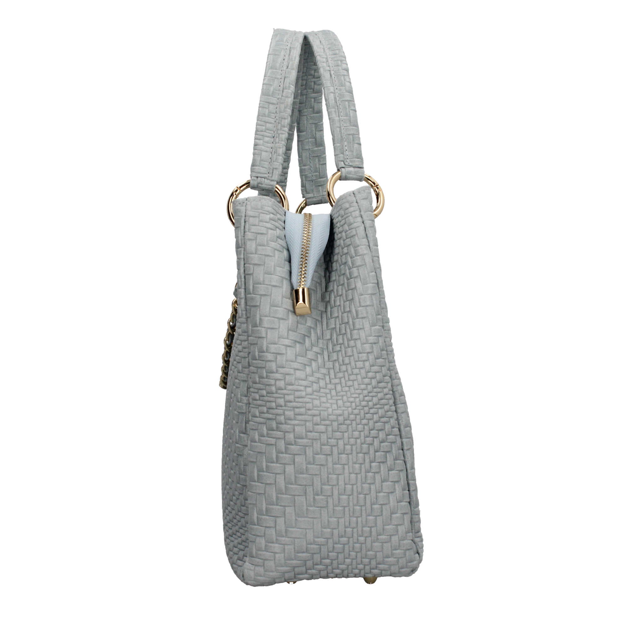 Borsa Made in Italy in vera pelle intrecciata con manico rigido