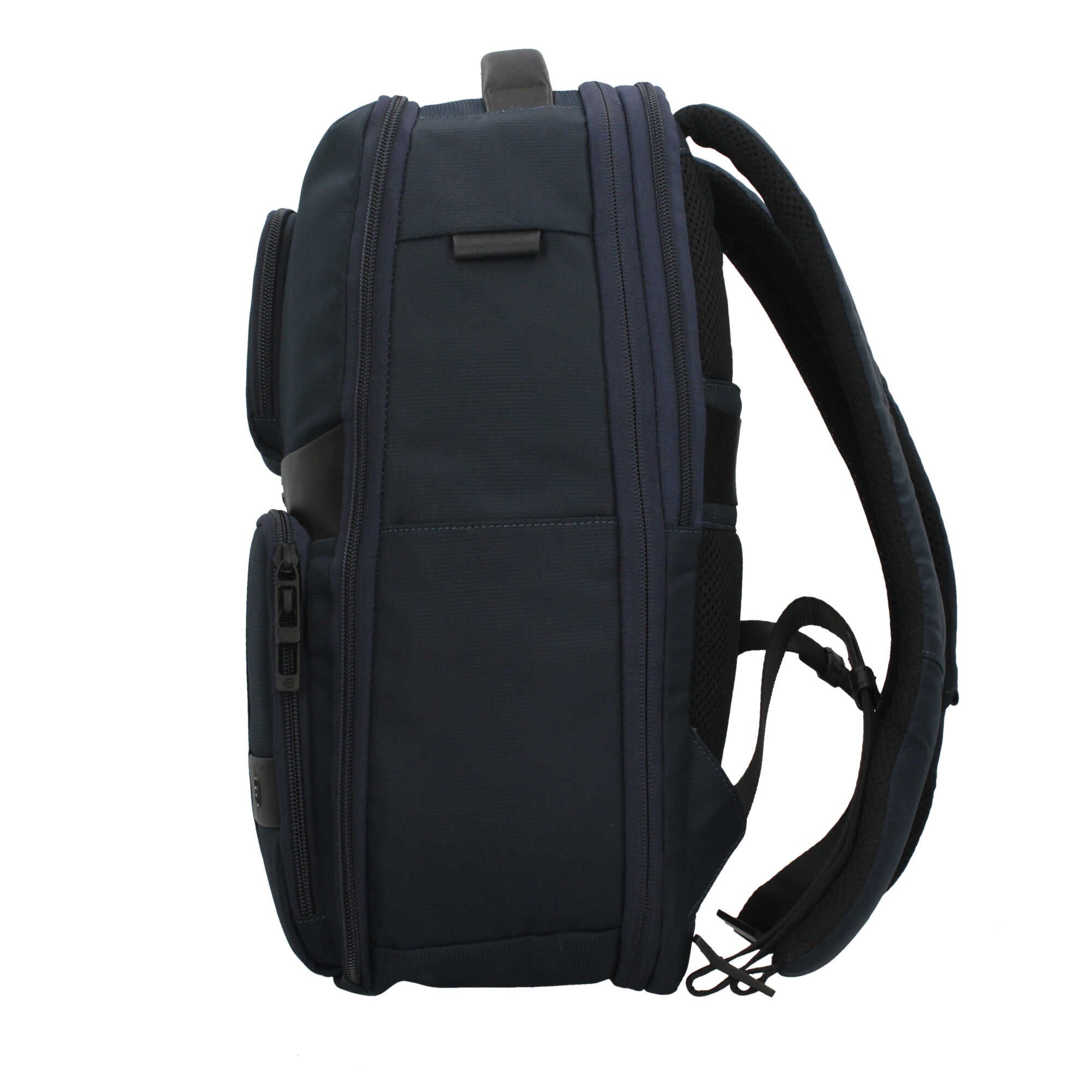 Piquadro zaino in pelle e tessuto per laptop 14" con protezione antiurto e ricarica a induzione