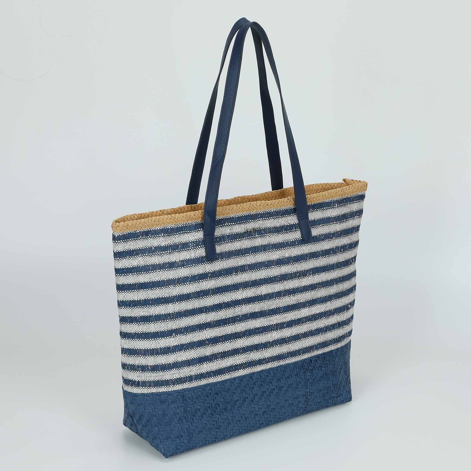 Borsa Mimi Mua in paglia intrecciata con manici lunghi