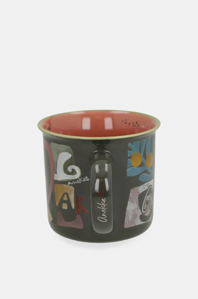 Tazza Anekke in ceramica con manico design illustrato stile artistico Grigio TU | Giò Fashion