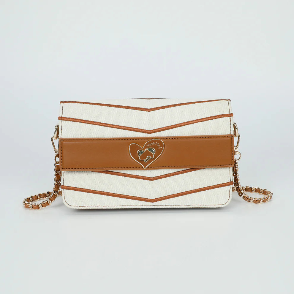 Borsa MIMI MUA a tracolla con catena e motivo geometrico Marrone TU | Giò Fashion