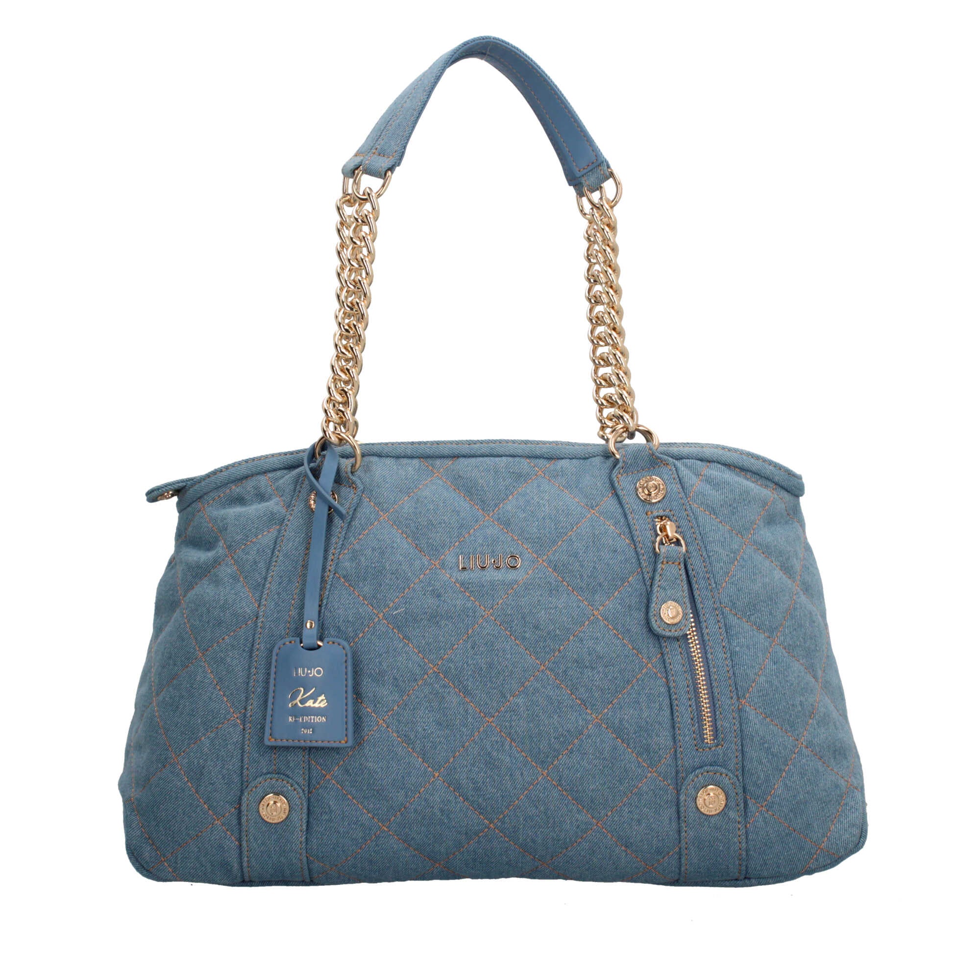 Borsa Shopper Donna Liu Jo con Trapuntatura e Dettagli a Catena Blu TU | Giò Fashion