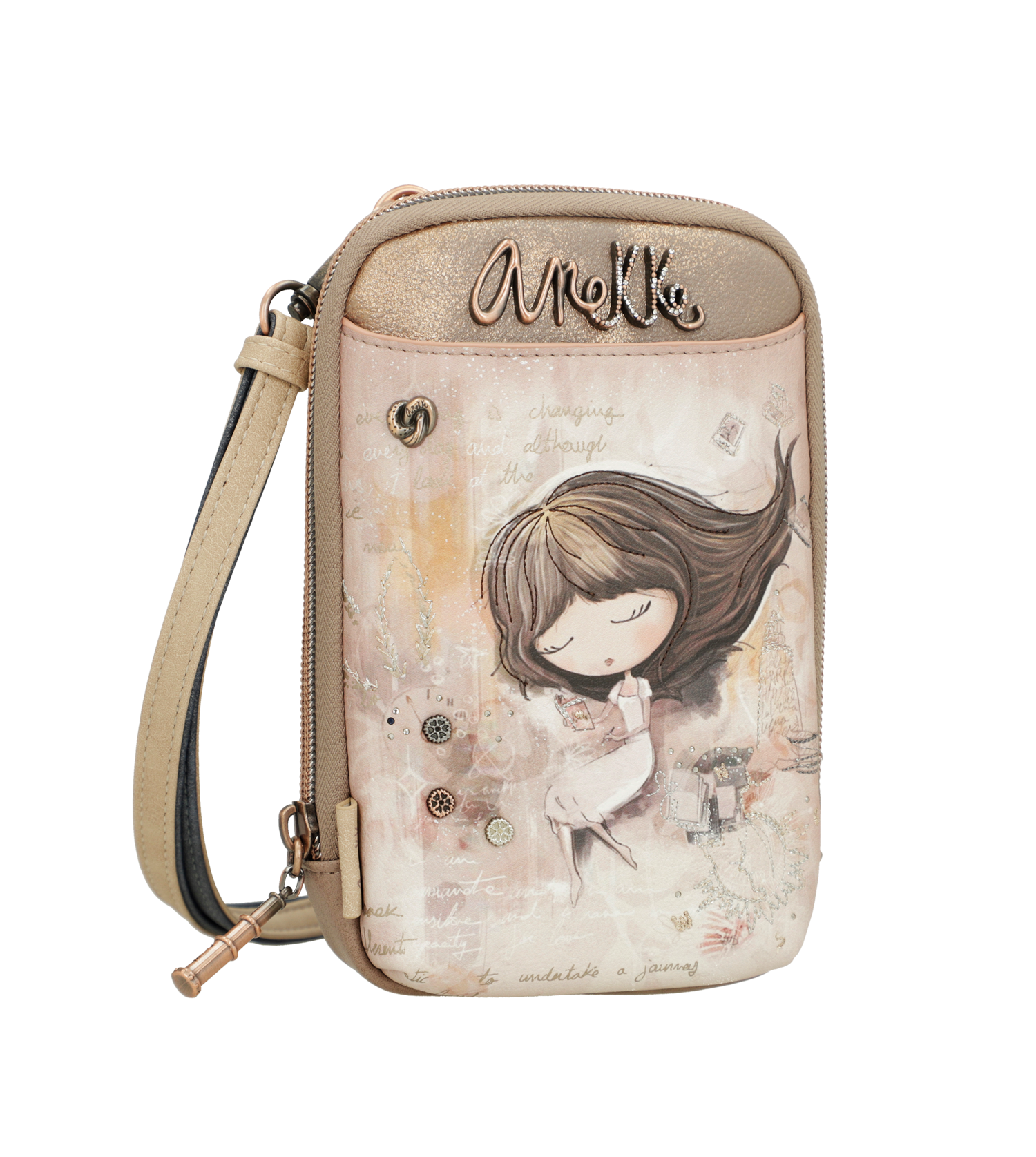 Mini borsa a tracolla Anekke compatta ed elegante con design artistico Beige TU | Giò Fashion