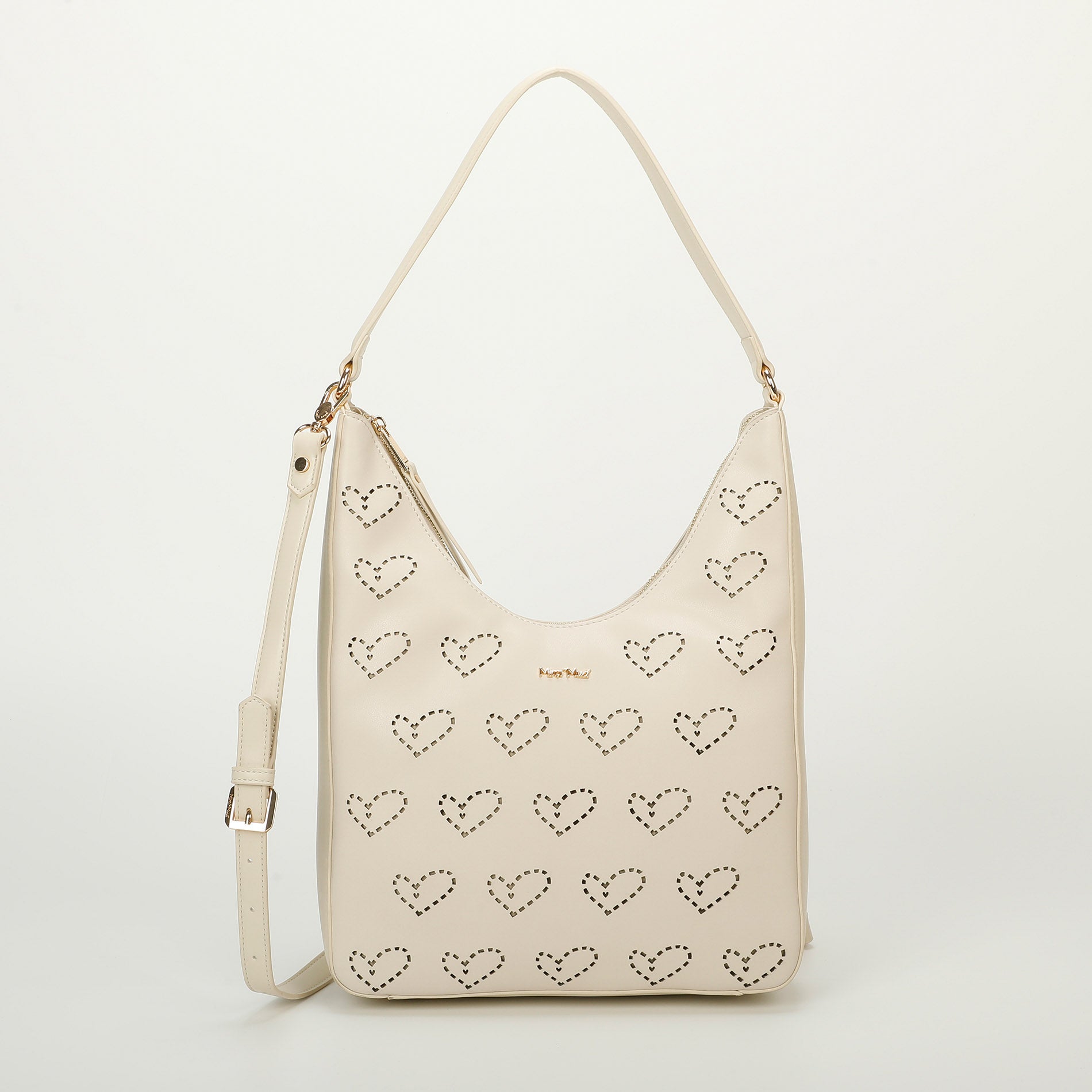 Mimi Mua Borsa a Spalla con Motivo Cuori Traforati Beige Taglia Unica | Giò Fashion