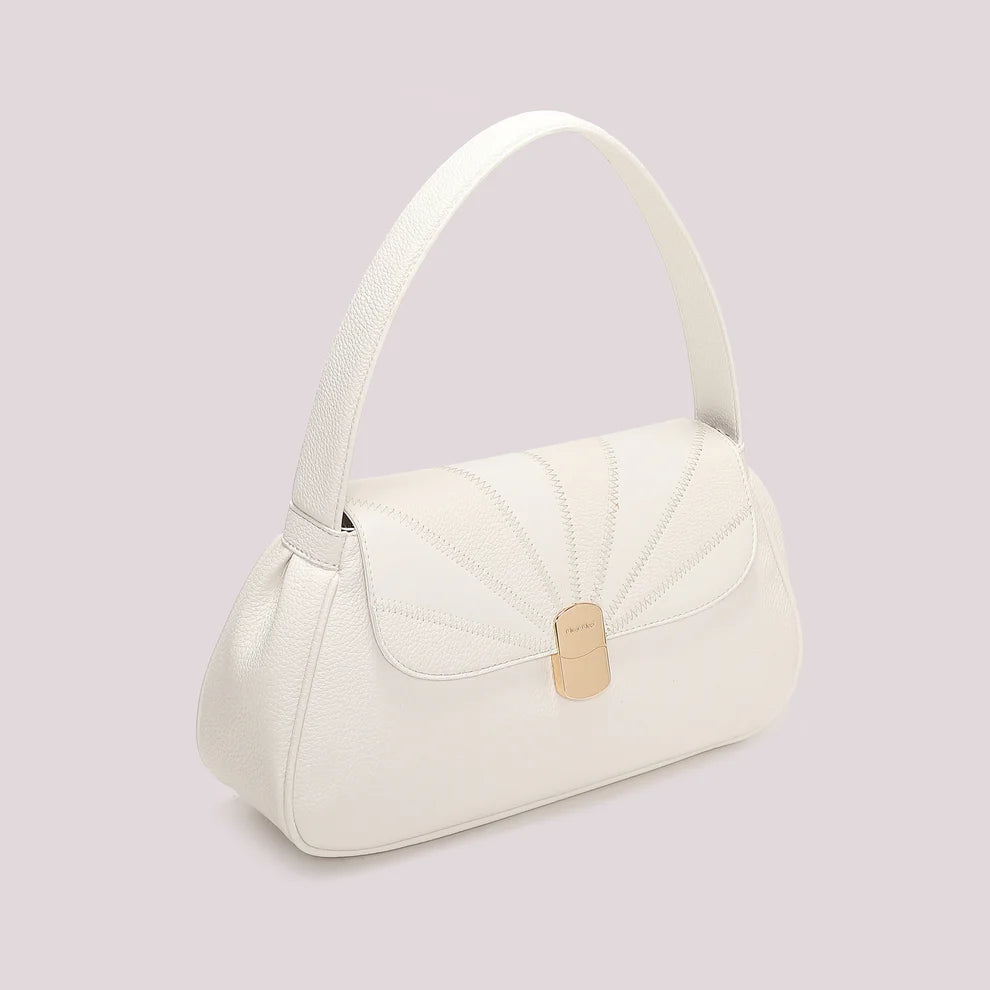 Mimi Mua borsa a spalla elegante con patta patchwork Bianco TU | Giò Fashion