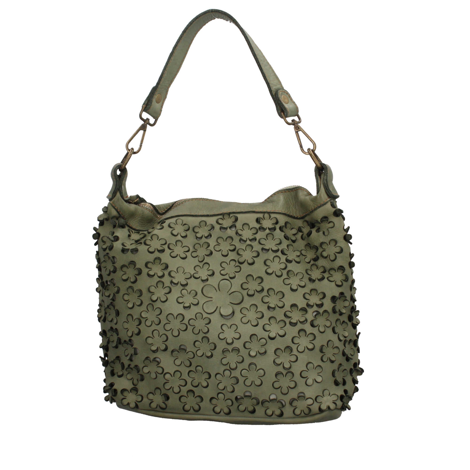 Borsa Made in Italy in vera pelle con lavorazione intrecciata a pannelli