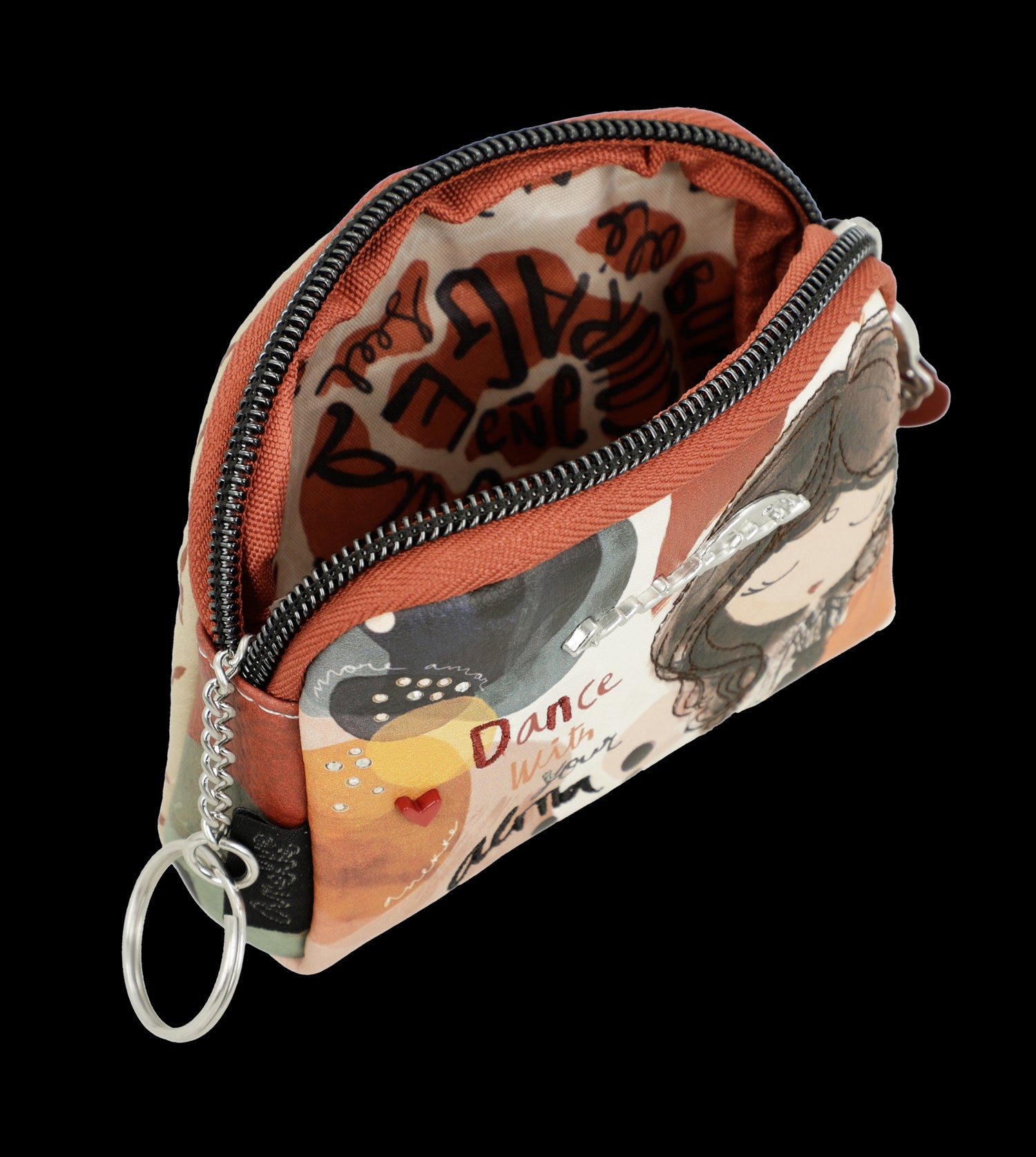 Portamonete Anekke compatto con zip e design artistico