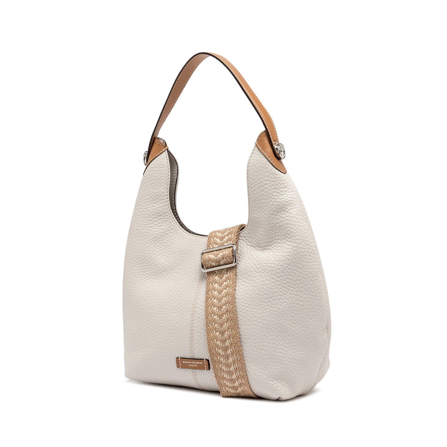 Gianni Chiarini Alessandra borsa maxi in pelle martellata con tracolla in nastro
