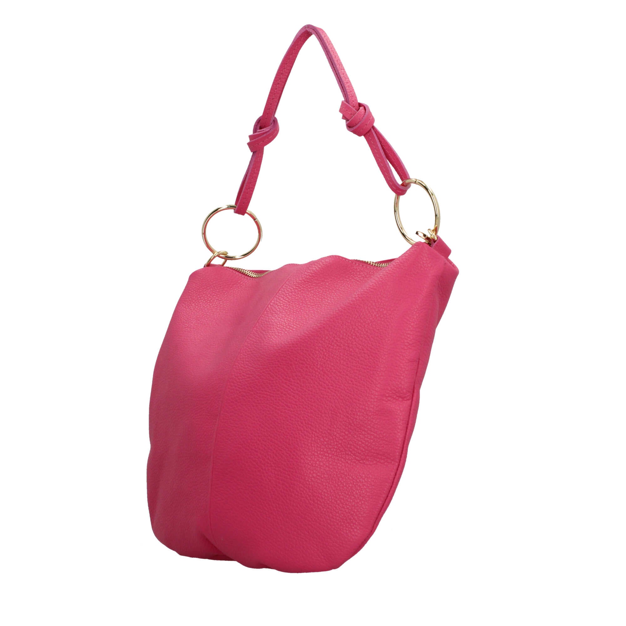 Borsa a spalla in pelle Made in Italy con manico ad anelli