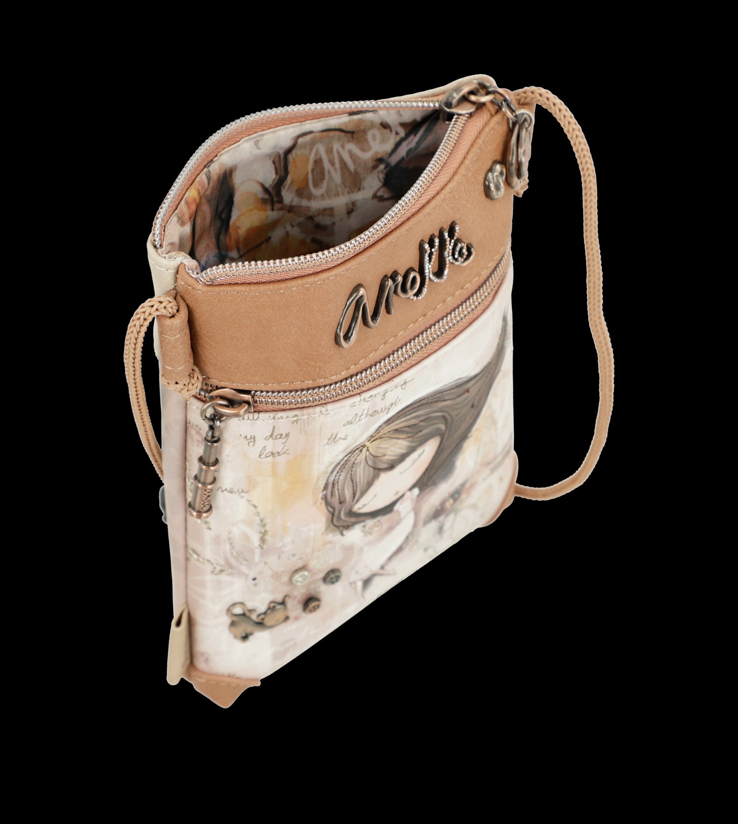 Borsa a tracolla piccola Anekke con design artistico e dettagli raffinati
