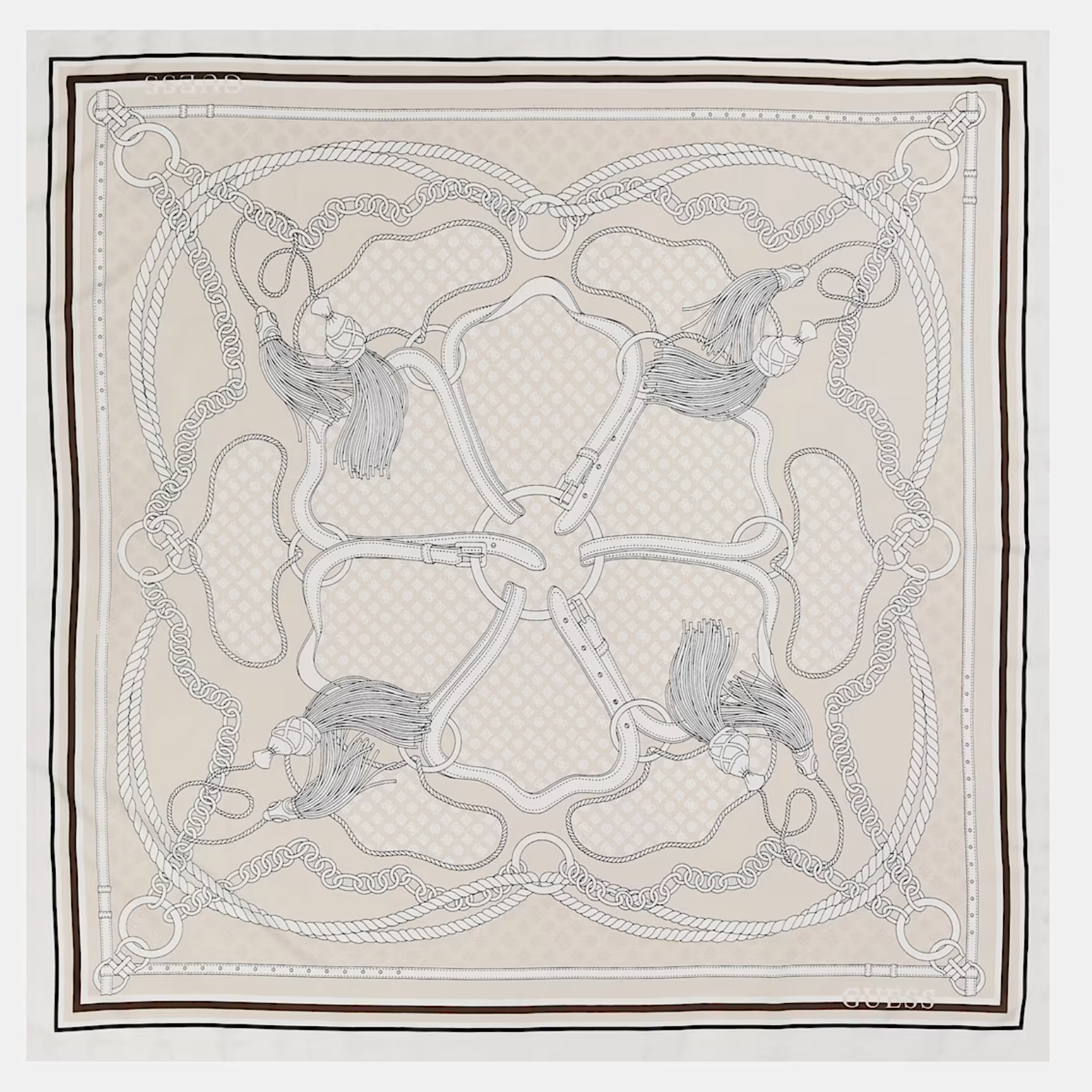 Foulard Guess Phoebe 4G con stampa catene e logo Beige TU | Giò Fashion