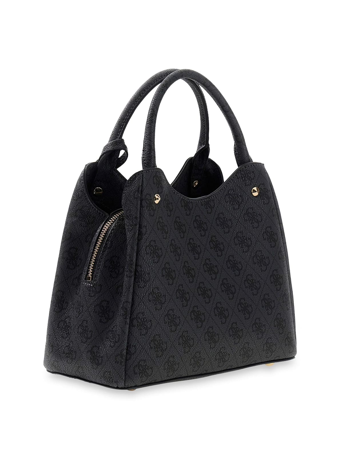 Borsa a mano Guess donna logo all over con charm e manico rigido NERO LOGO TU | Giò Fashion