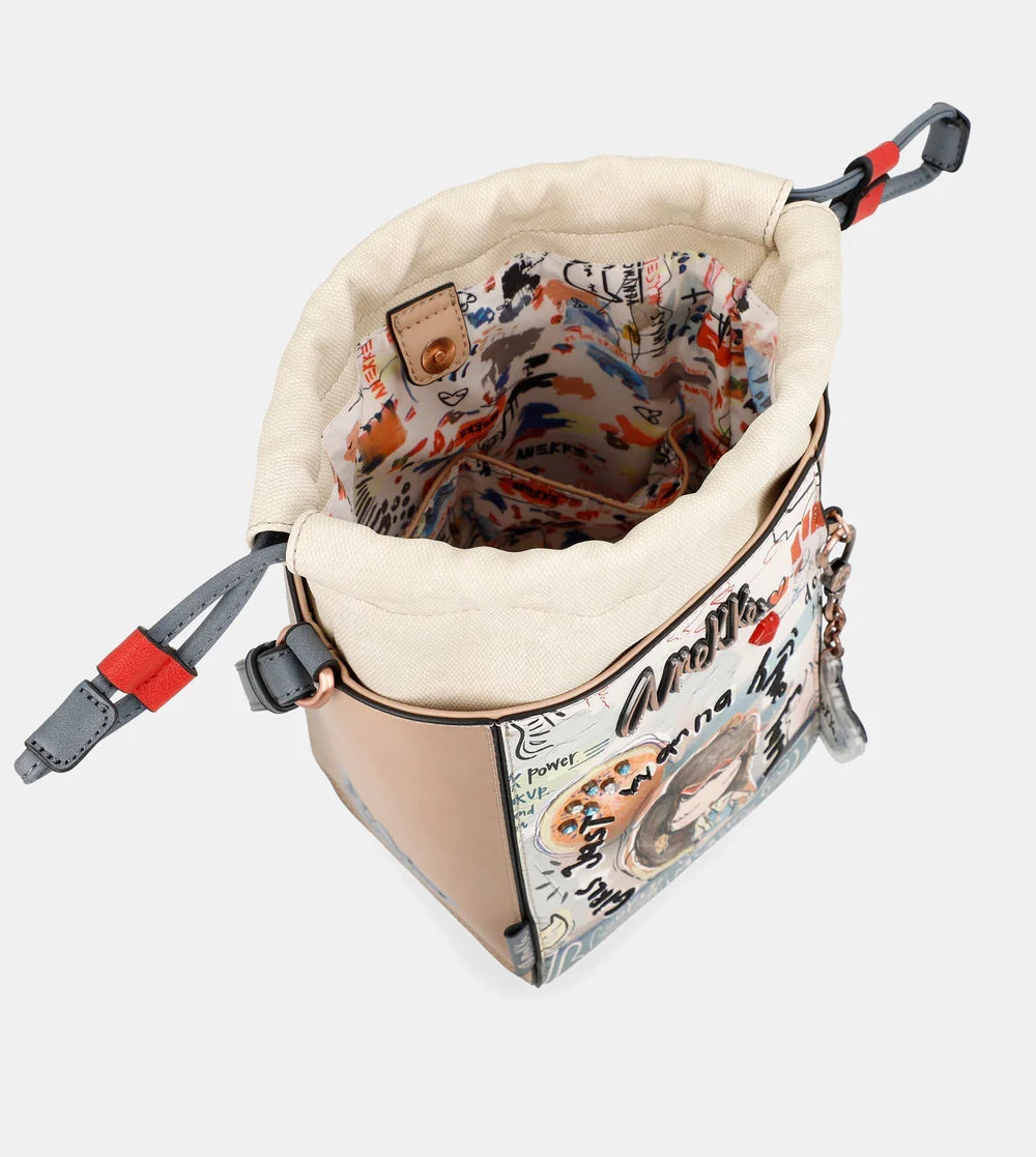 Borsa a tracolla Anekke Fun & Music a sacco con chiusura a cordino