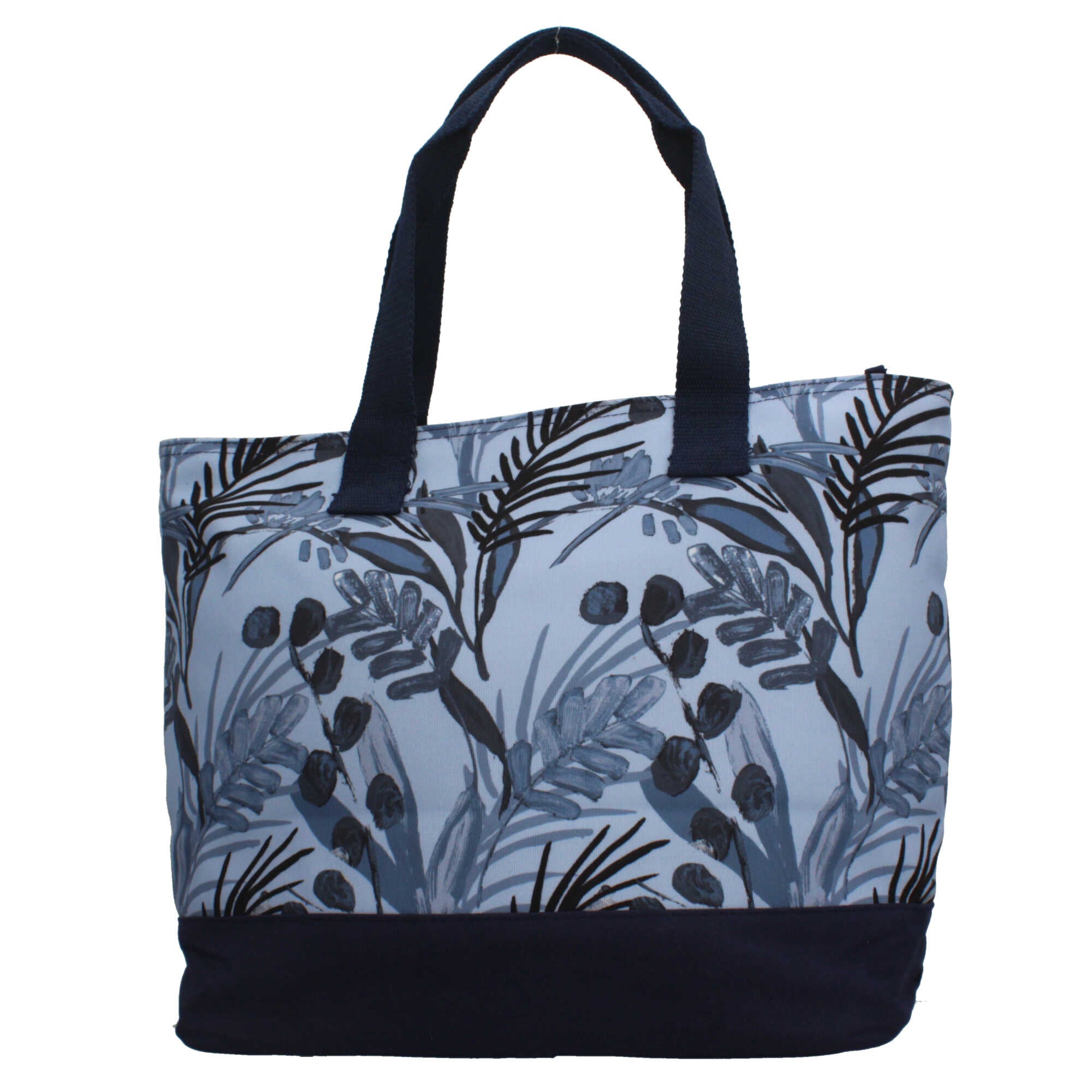 Borsa mare Kuve con fantasia tropicale e base rinforzata BLU TU | Giò Fashion