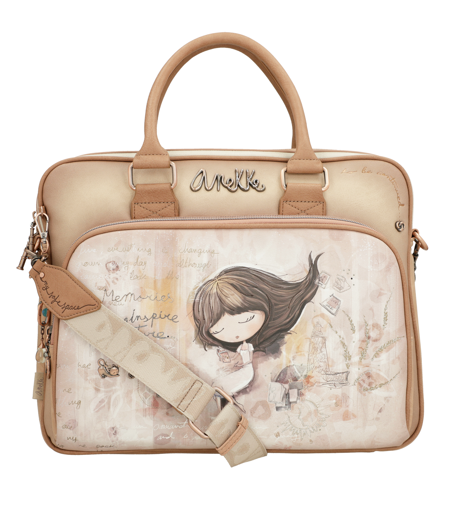 Borsa porta PC Anekke elegante e funzionale con tracolla regolabile Beige TU | Giò Fashion