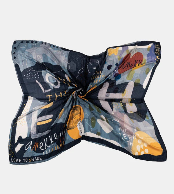 Sciarpa Anekke Love The Earth con stampa artistica BLU TU | Giò Fashion