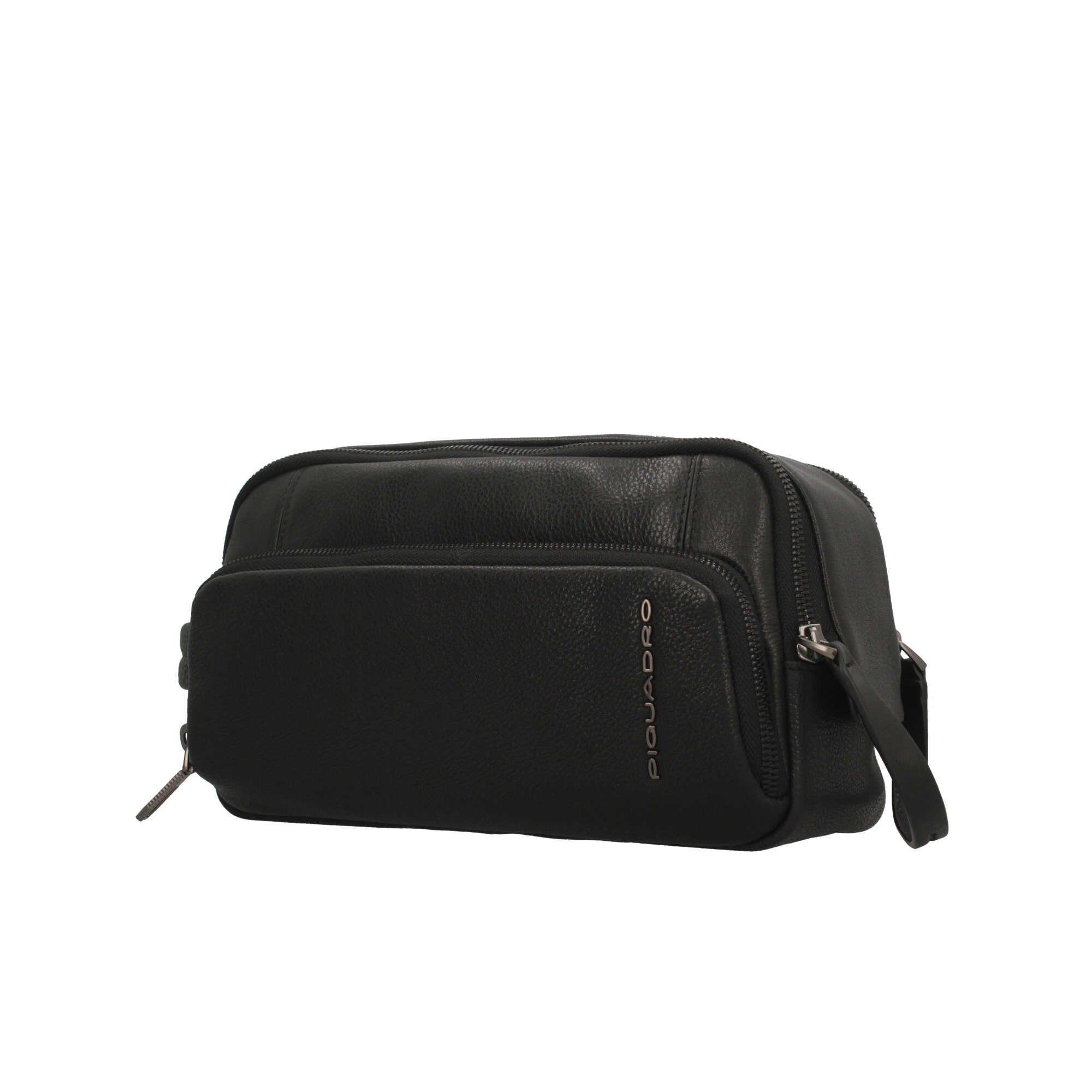 Beauty case in pelle Piquadro con doppia zip