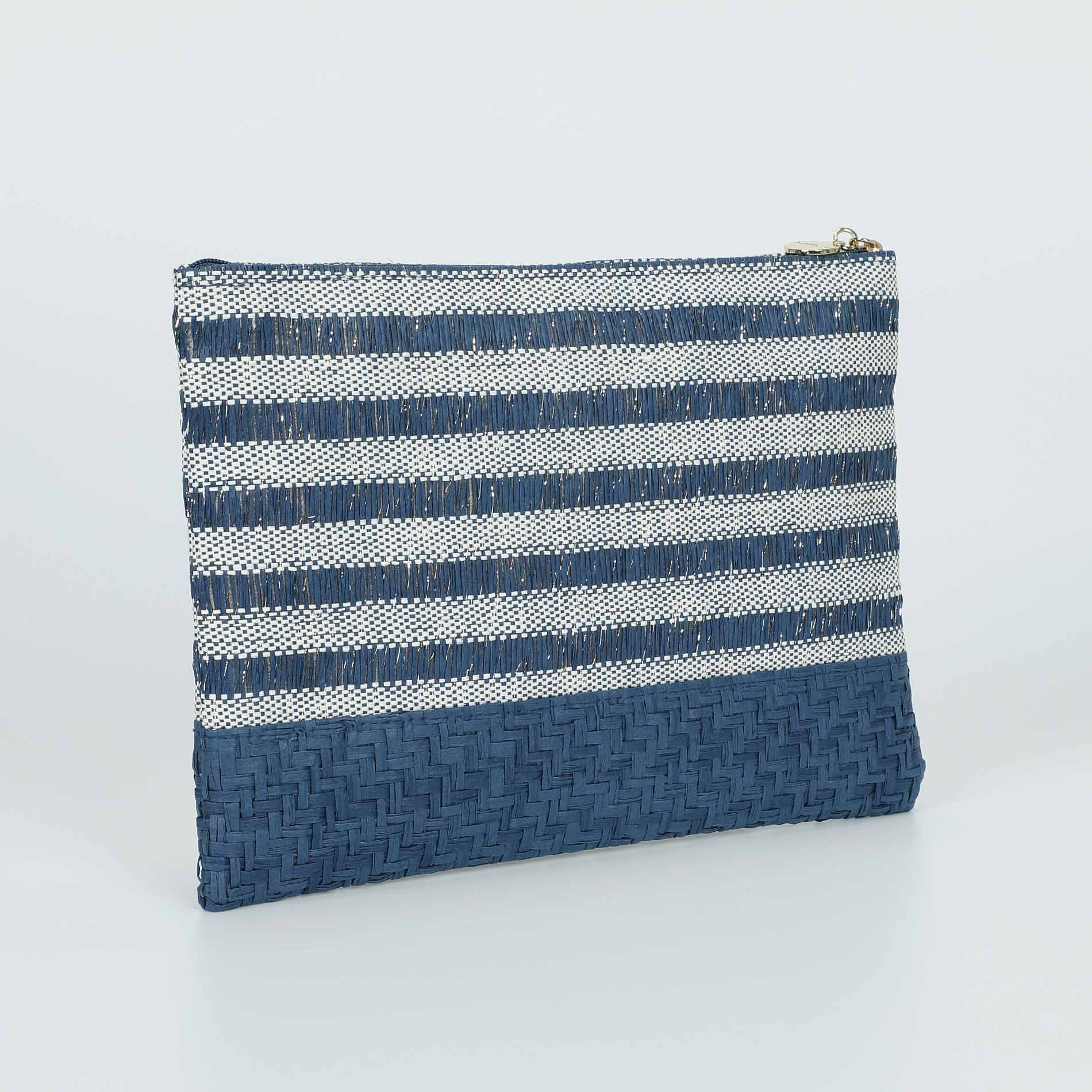 Pochette Mimi Mua in paglia intrecciata con chiusura zip