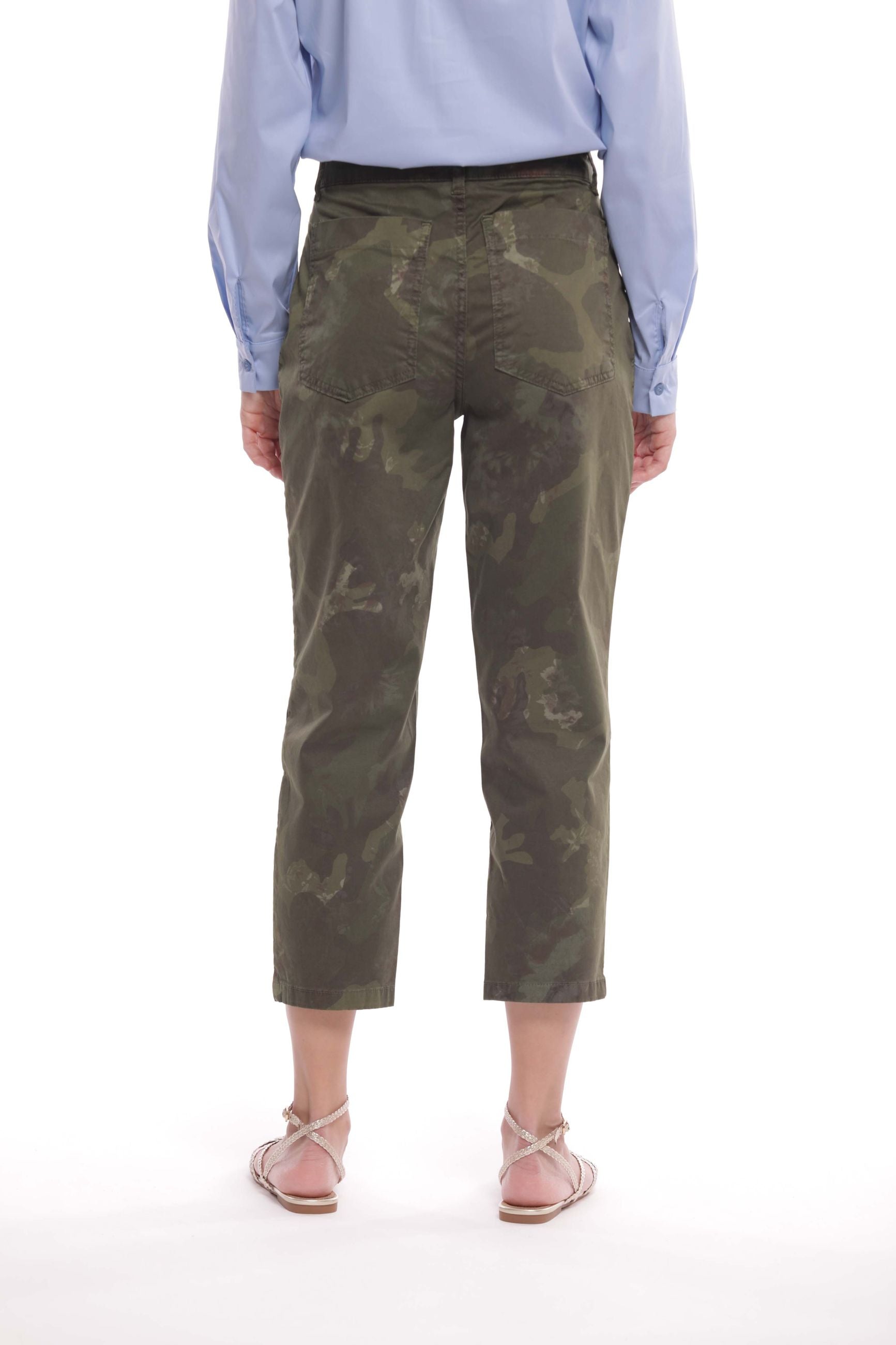 Minimua Pantalone con Fantasia Camouflage in Cotone