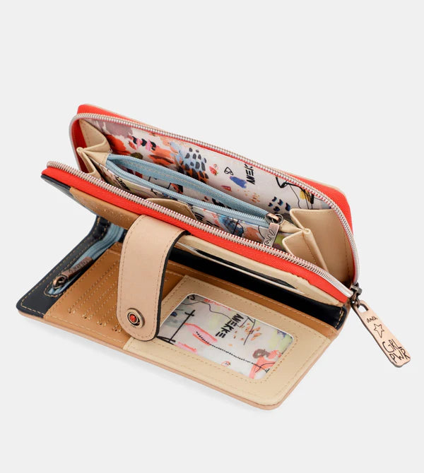 Portafoglio grande Anekke Life is Fantastic con zip e applicazioni