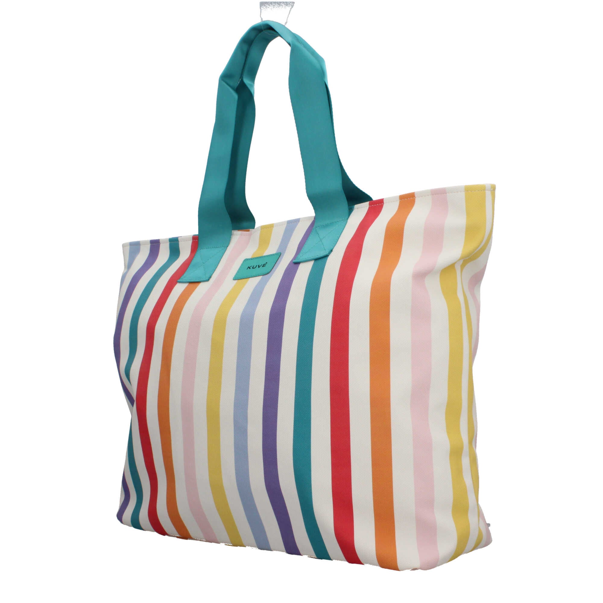 Shopping bag KUVE con righe verticali e manici in tessuto