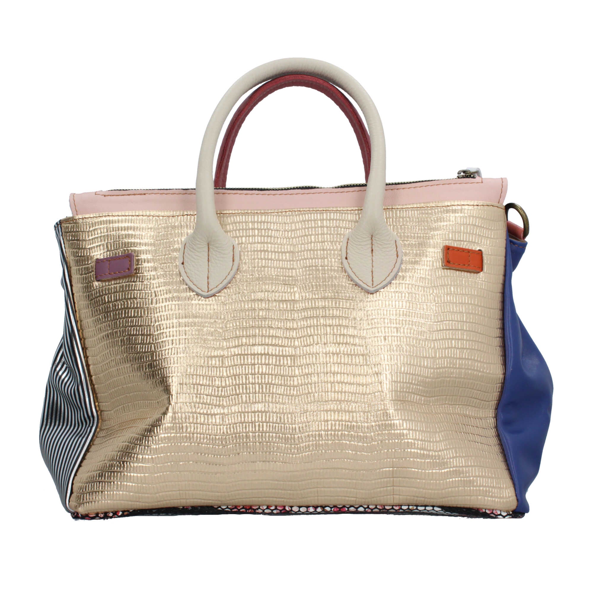 Borsa a mano elegante con design multicolore e chiusura twist