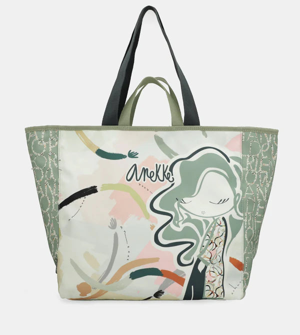 Borsa Shopper Anekke con Design Artistico e Manici Resistenti Verde TU | Giò Fashion
