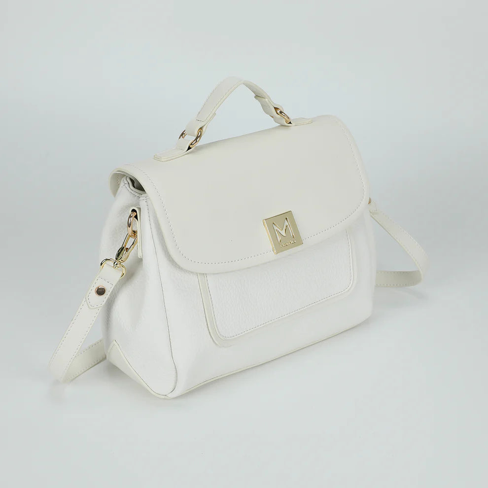 Borsa MIMI MUA a mano con pattina e logo frontale