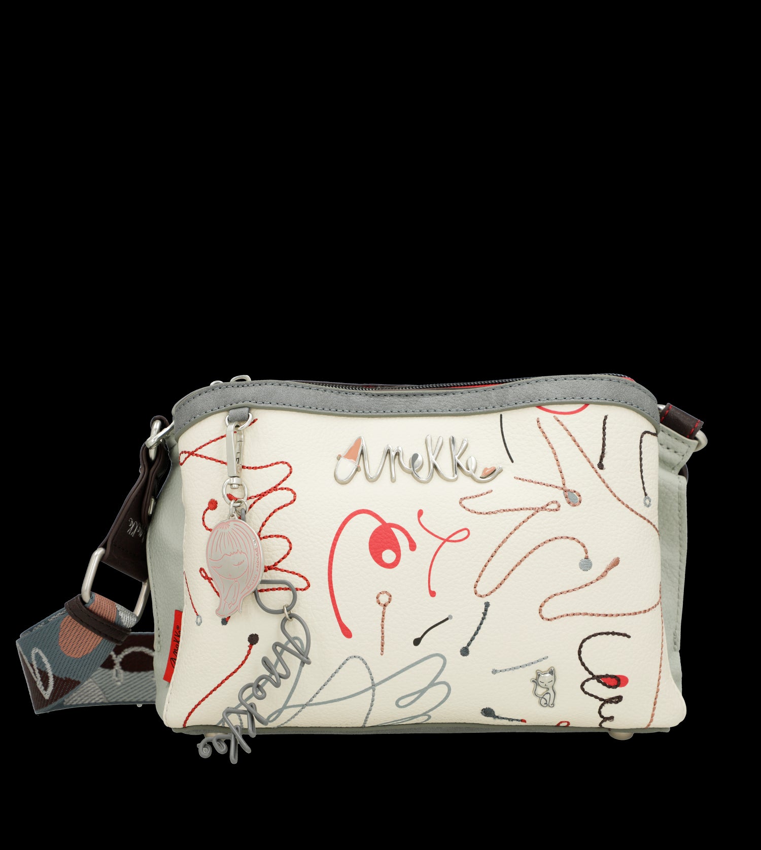 Borsa a tracolla Anekke compatta con design artistico