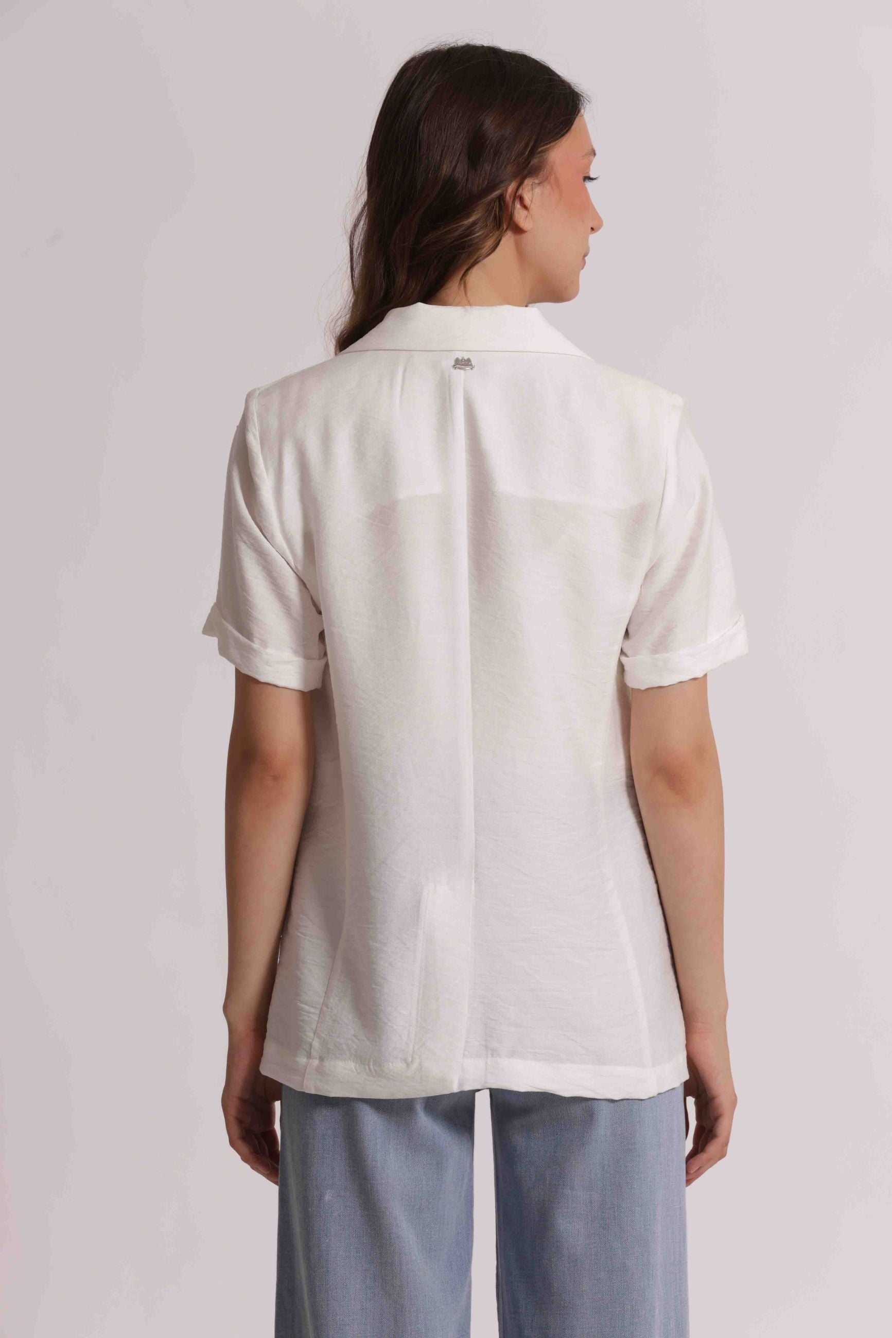 Mimi Mua completo donna giacca mezza manica e bermuda elegante Bianco S | Giò Fashion