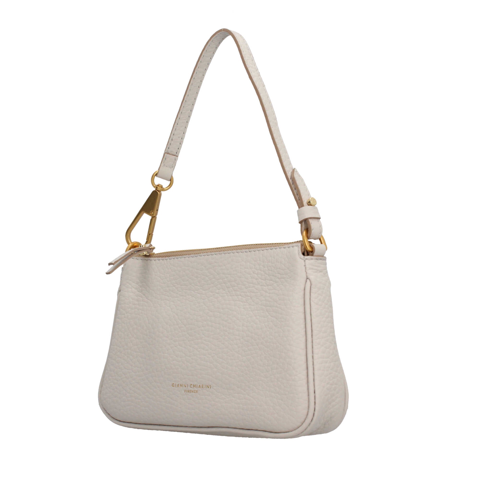 Borsa a spalla Gianni Chiarini in pelle martellata con dettagli dorati Beige TU | Giò Fashion