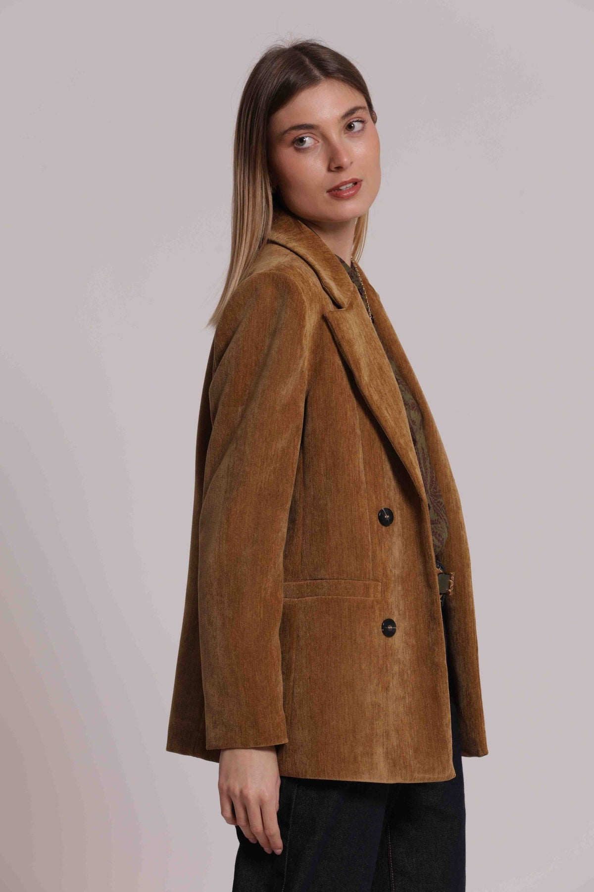 Blazer Donna Doppiopetto in Velluto a Coste Mimi Mua