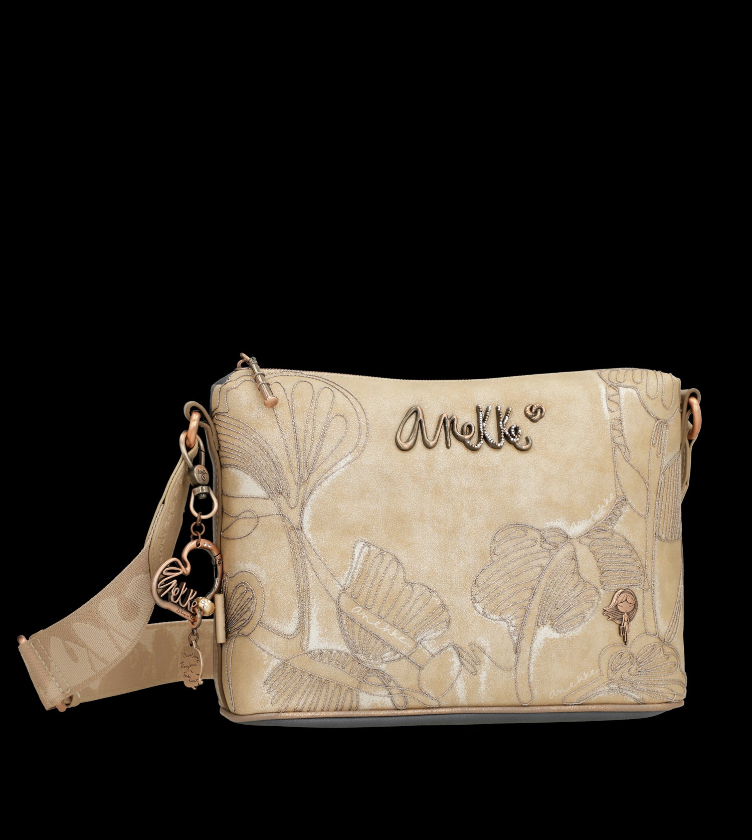 Borsa a tracolla Anekke compatta ed elegante con dettagli floreali