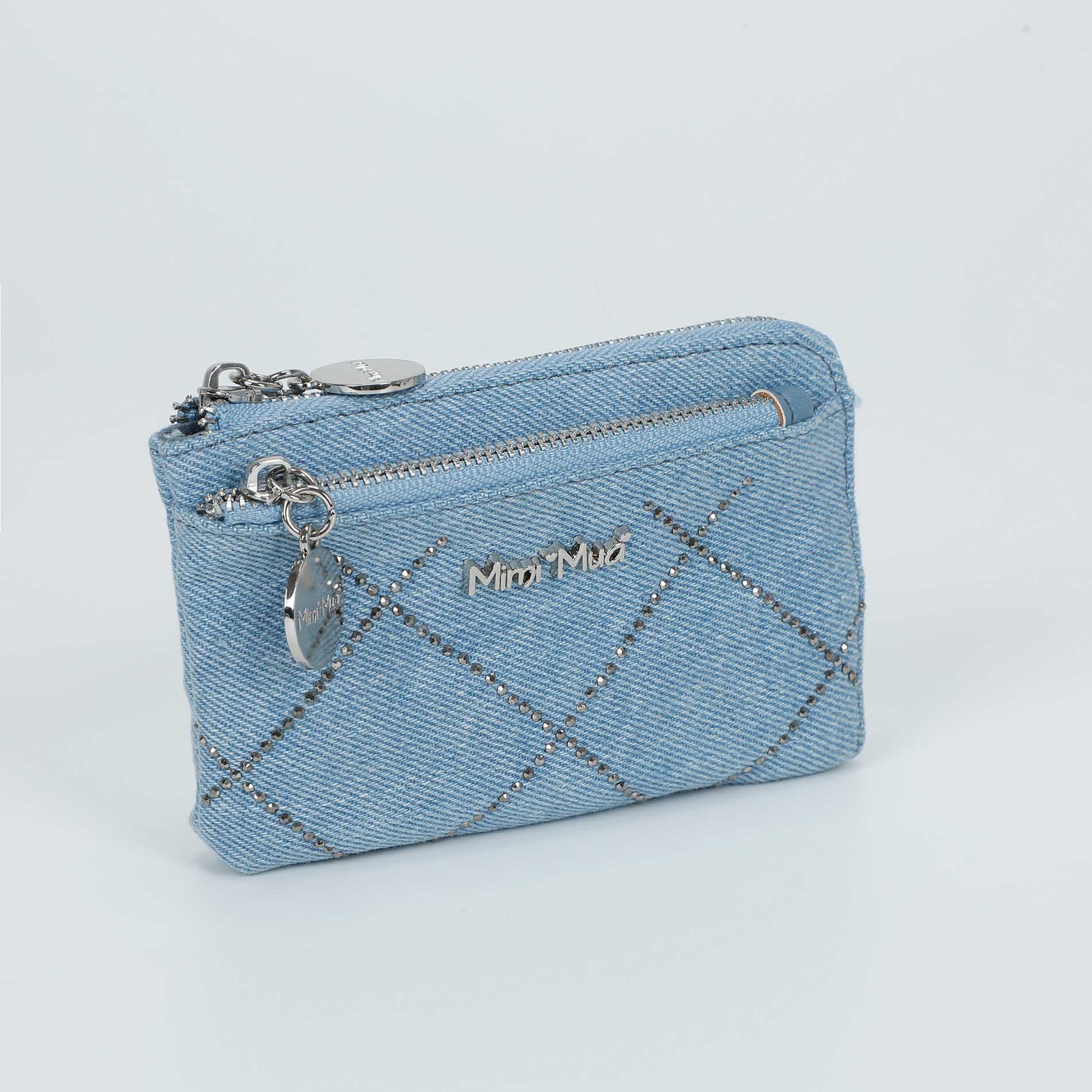 Portafoglio Mimi Mua piccolo in jeans con zip